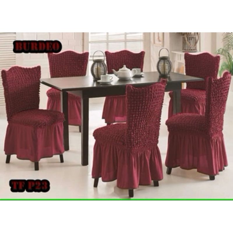 ANGELES DEL HOGAR - Pack de fundas Cubre Silla  Turcos Burdeo