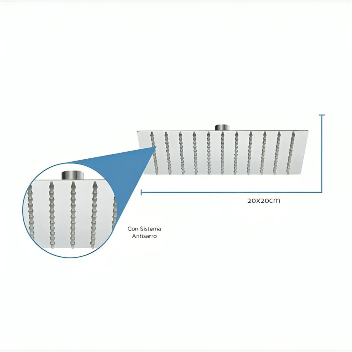 OEM - Plato Ducha Cuadrado Acero Inoxidable 20 Cms