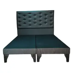 GENERICO - Base Europea Div 2P Respaldo Negro Eco Cuero a Piso Botone Rimar.