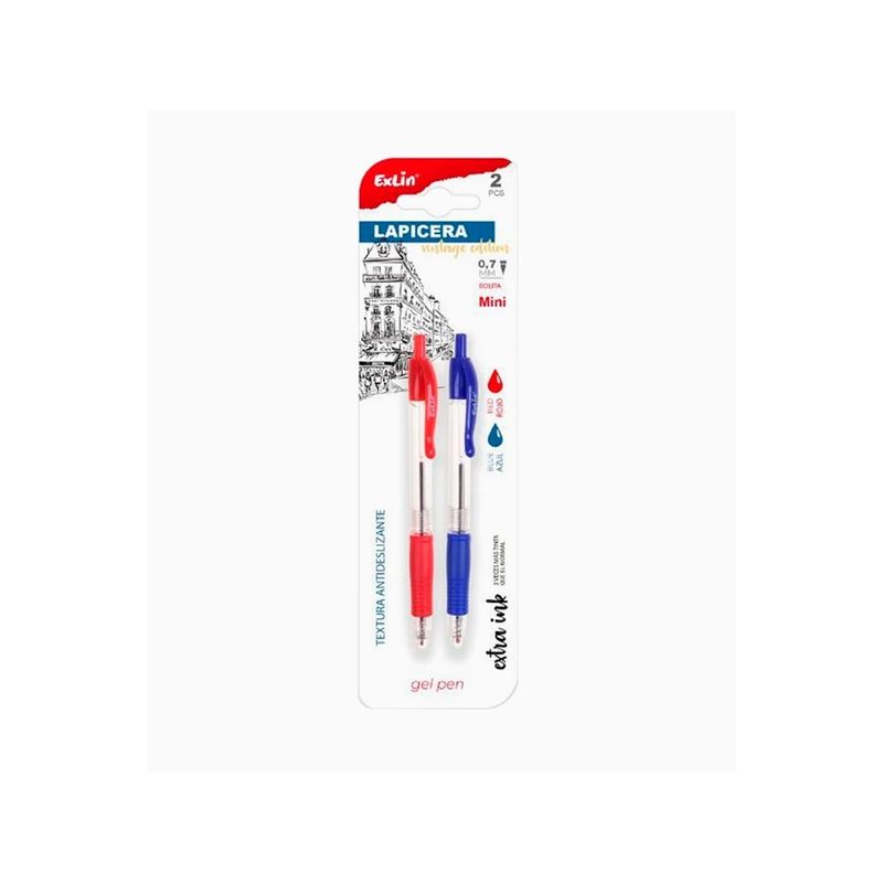 GENERICO - Bolígrafo Gel Azul y Rojo 2pcs