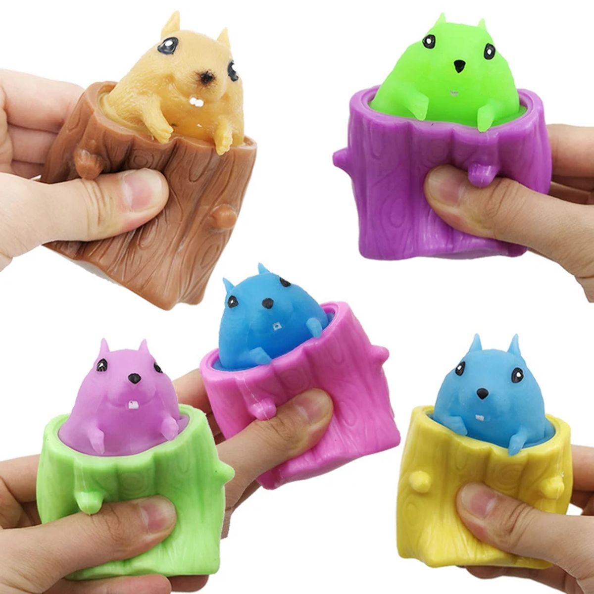 GENERICO - 3squichy Ardilla Fidget Set 3 Mascotas Antiestress Squishi