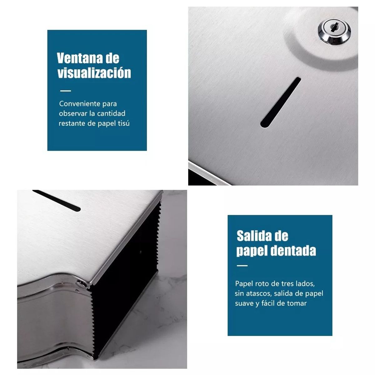 KUANGYE - Dispensador Papel Higiénico Inoxidable Con Llave