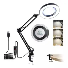 KUANGYE - Lámpara Y Abrazadera De Escritorio De Lupa Con Luz Led De 3