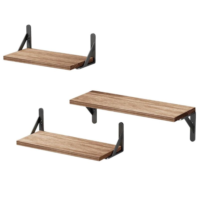 ROHE - Repisas Flotantes De Madera Pino Modernas Kit X3 Marrón