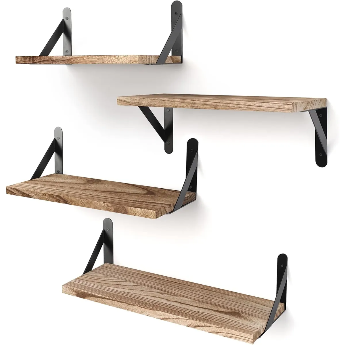 ROHE - Repisas Flotantes De Madera Pino Modernas Kit X4 Marrón