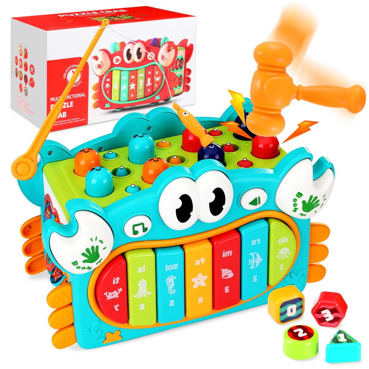 LUKOVEE - Juguete Montessori Didáctico 15 En 1 Para Bebé Luz Y Musica
