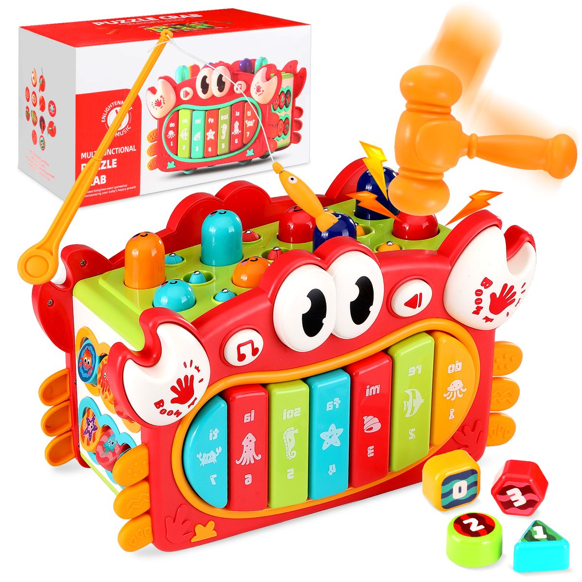 LUKOVEE - Juguete Montessori Didáctico 15 En 1 Para Bebé Luz Y Musica