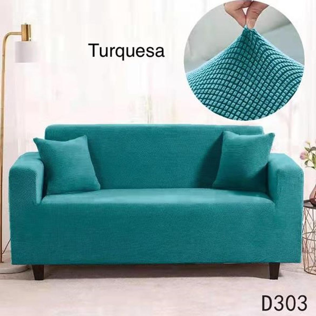 ANGELES DEL HOGAR - Fundas Sofa Cubresillones Texturisado cuadrille 1 cuerpos Turquesa