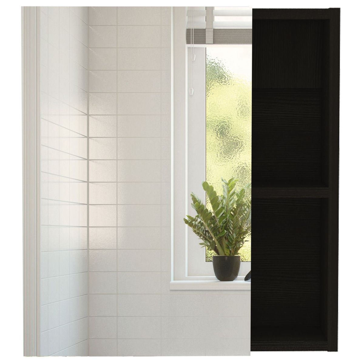 FMFURNITURE - Botiquín Con Espejo 1 Puerta - Negro 49.7x45x15.5 cm