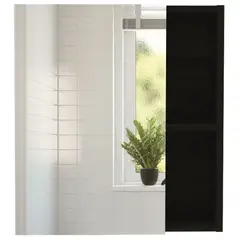 FMFURNITURE - Botiquín Con Espejo 1 Puerta - Negro 49.7x45x15.5 cm.