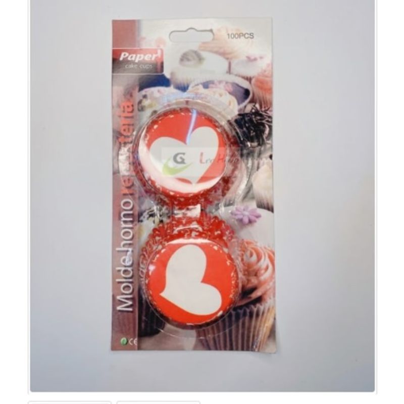 GENERICO - Capsula Cupcake 12cm Reposteria Corazon 100 Pcs