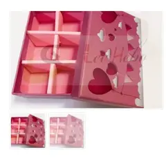 GENERICO - Caja Para Chocolate 6 Divisiones Rosa Reposteria