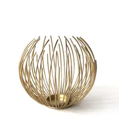 GENERICO - Porta Vela Candelabro Decorativo Dorado Esfera