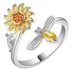 GENERICO - Anillo Antiestrés Tik Tok Flor Girasol Giratorio Ajustable