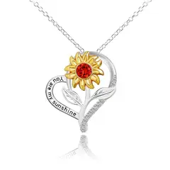 GENERICO - Collar Plata 925 Colgante Corazon Flor Girasol Mujer