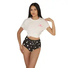 GLORIAHOON - Calzon Bottom De Baño Talle Alto Control Lunares