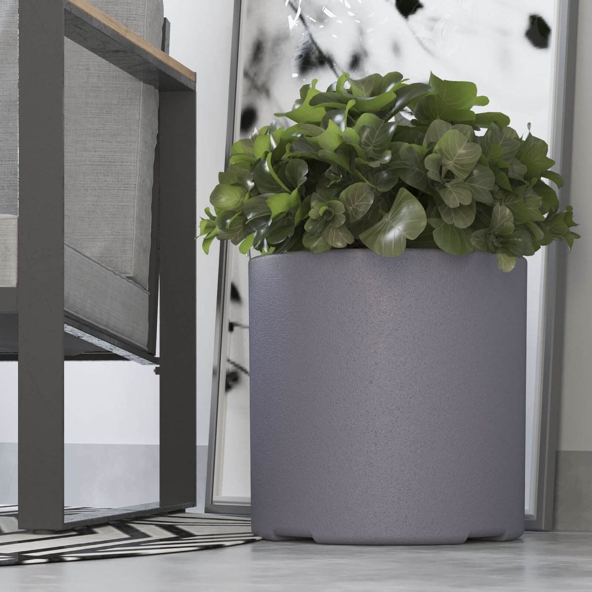 AMALFI - Macetero De Plástico Amalfi Cilindro 30x30 Cm Y 20 Litros Color Gris Grafito