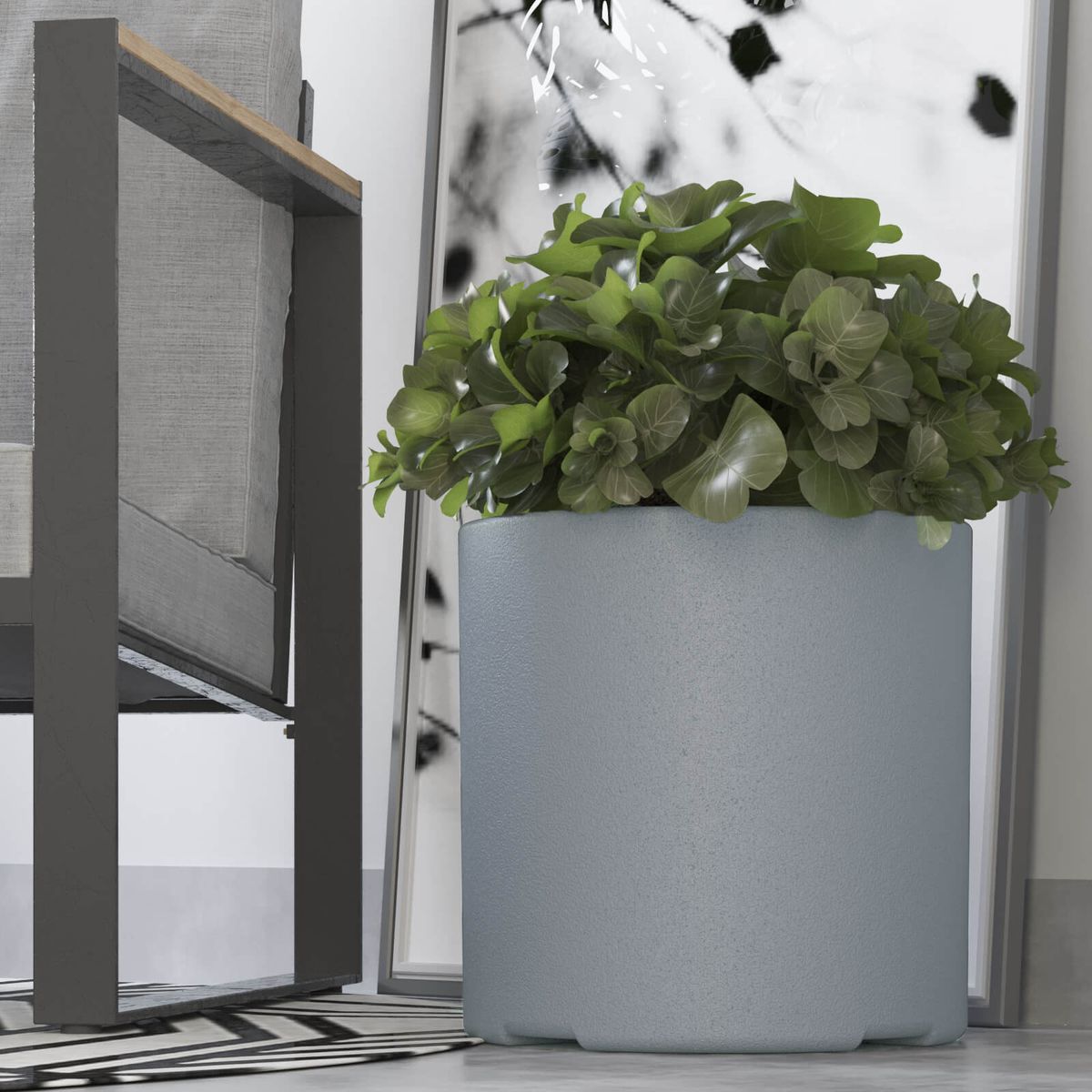 AMALFI - Macetero De Plástico Amalfi Cilindro 30x30 Cm Y 20 Litros Color Perla