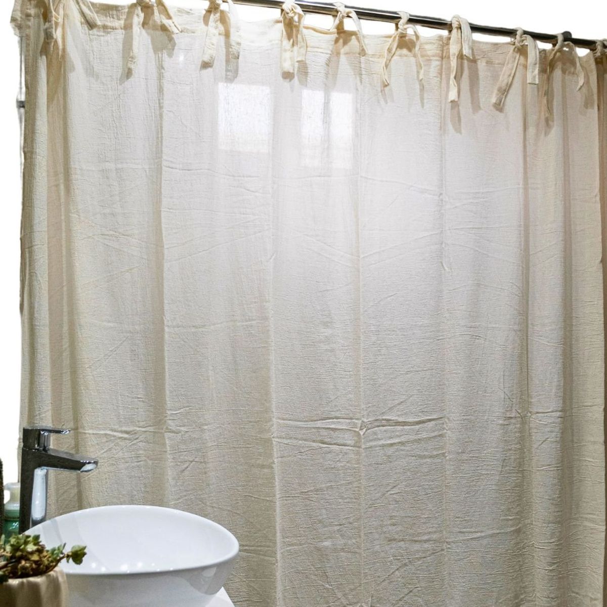 GENERICO - Cortina de baño 190x190 de gasa 100% algodón