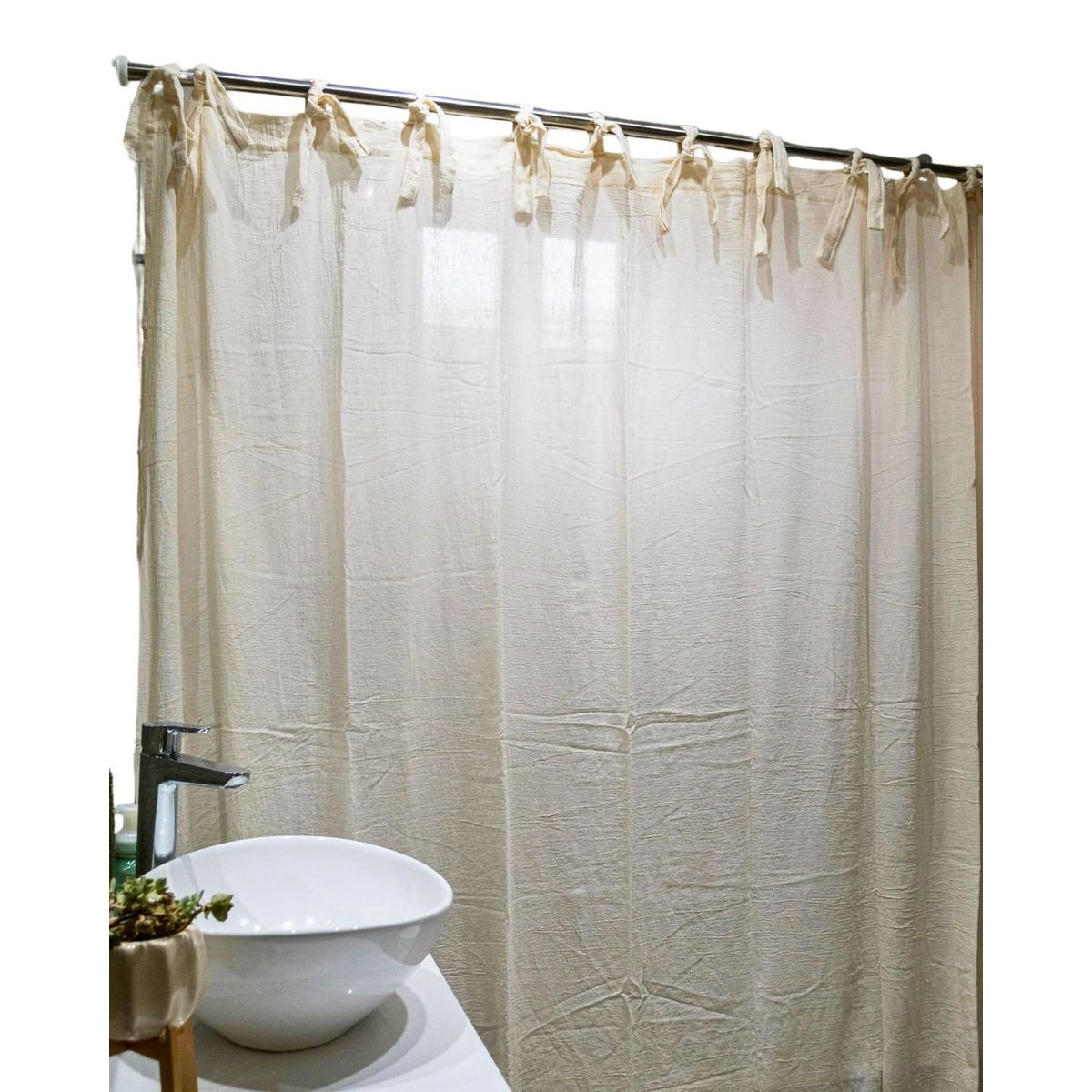 GENERICO - Cortina de baño 190x190 de gasa 100% algodón