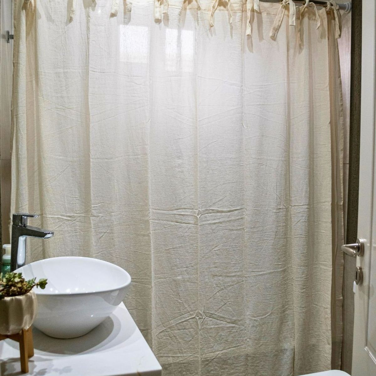 GENERICO - Cortina de baño 190x190 de gasa 100% algodón