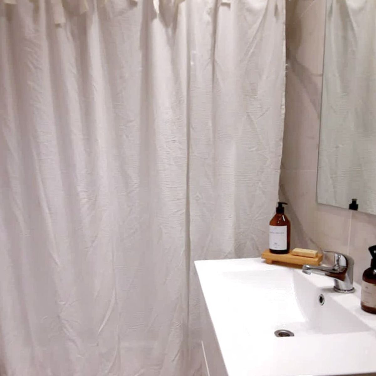 GENERICO - Cortina de baño 190x190 de gasa 100% algodón