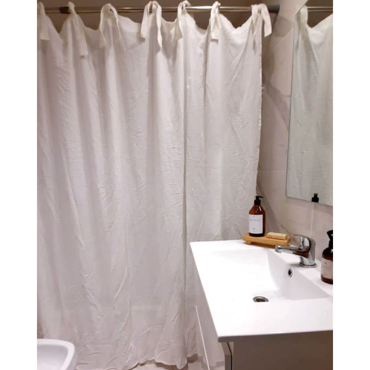 GENERICO - Cortina de baño 190x190 de gasa 100% algodón