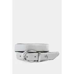 VELEZ - Vélez Cinturón Doble Faz Black Libertad De Cuero Grano Plata