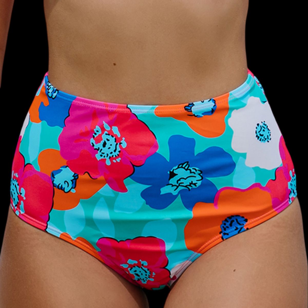 GLORIAHOON - Calzon Bottom De Baño Talle Alto Control Floral Gloriahoon