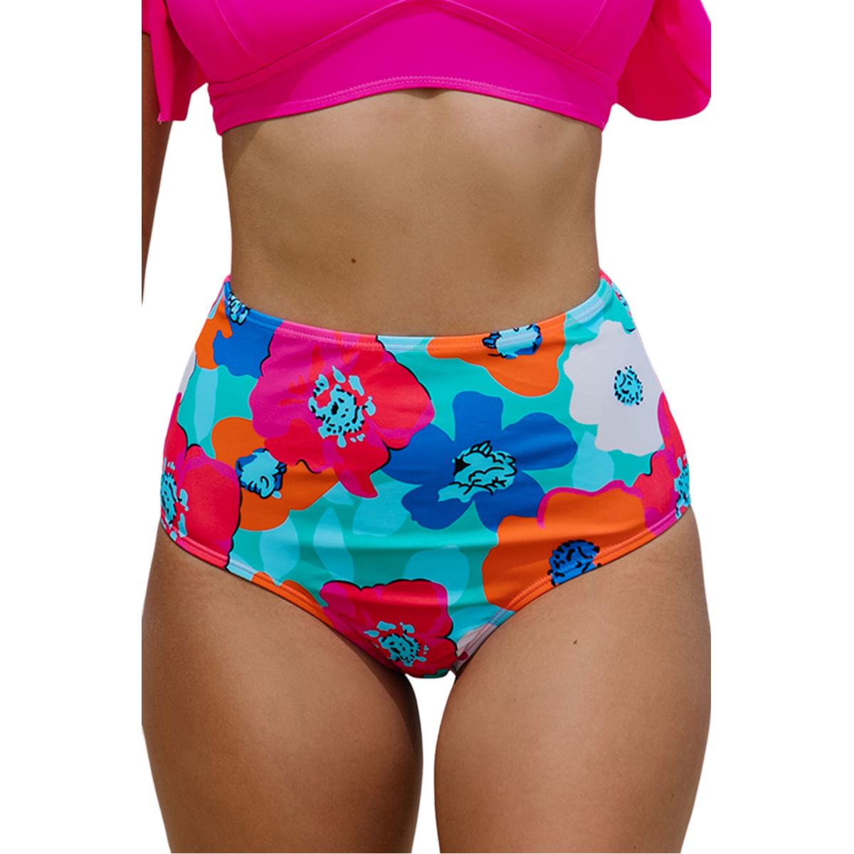 GLORIAHOON - Calzon Bottom De Baño Talle Alto Control Floral Gloriahoon