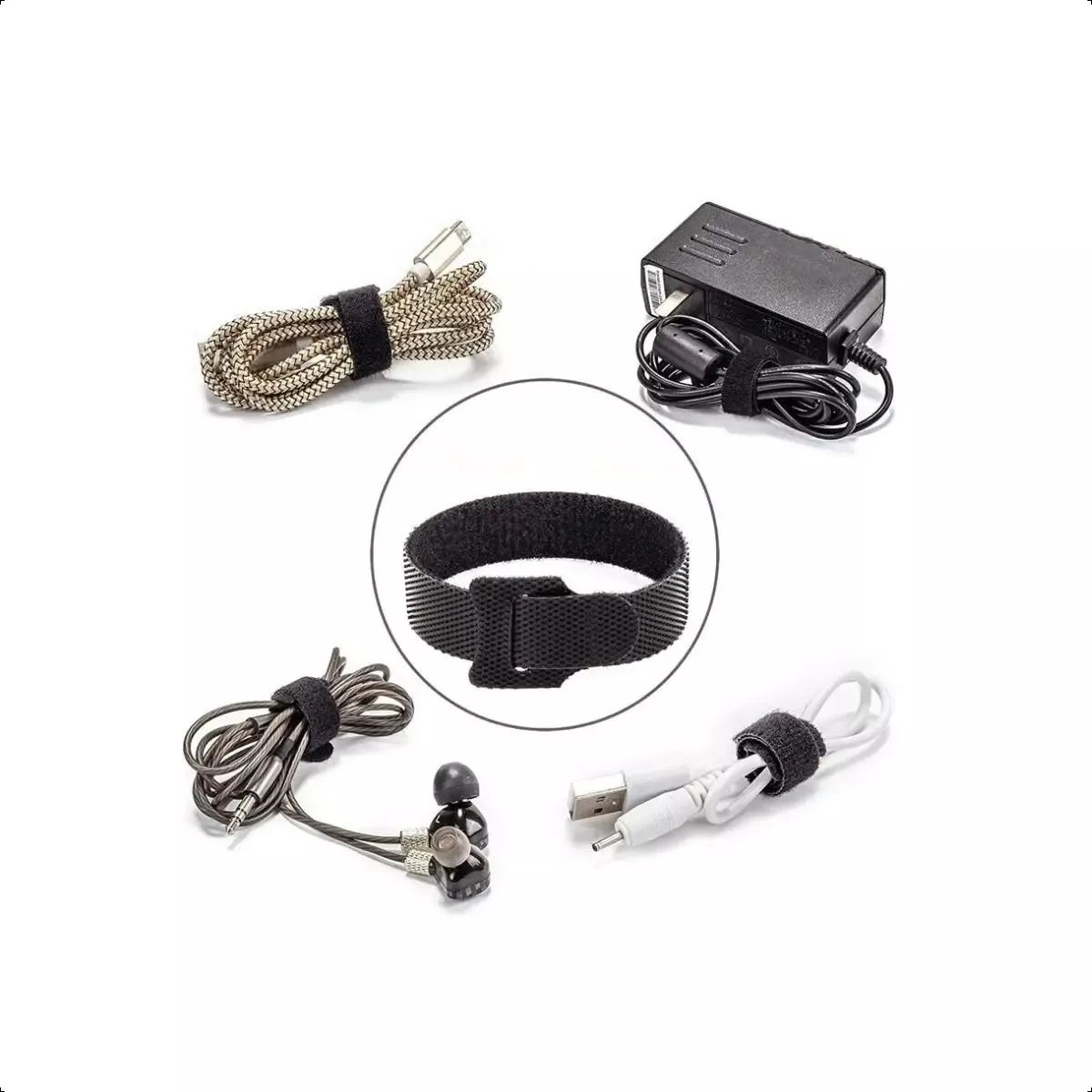 ATURE - Pack 100u Amarra Cables Bridas Velcro Negro Cinta