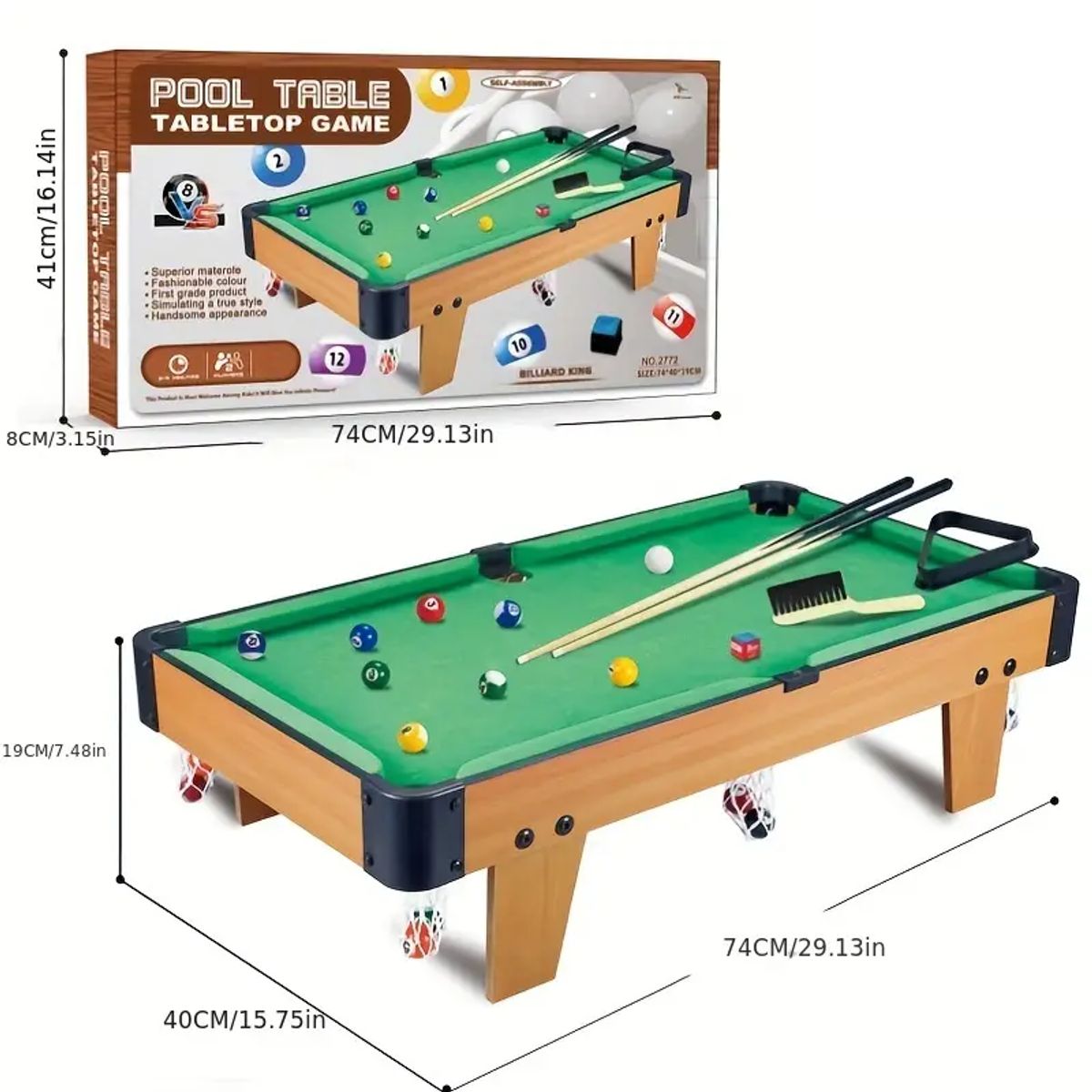 GENERICO - Juego Mesa De Billar Tabla De Pool con Accesorios
