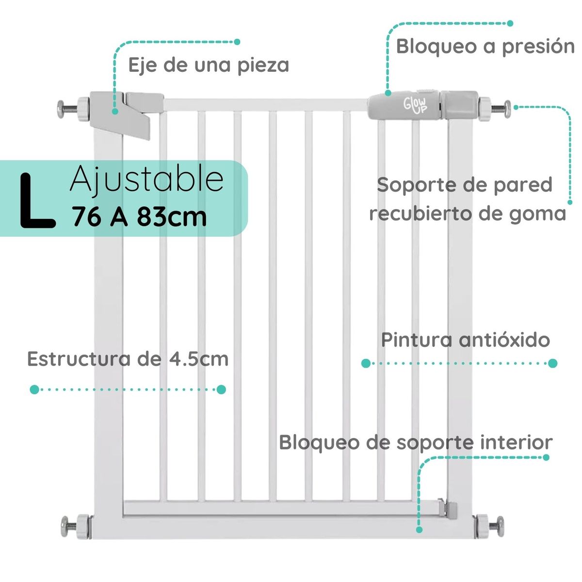 GLOWUP - Reja de seguridad escalera puerta bebés y mascotas