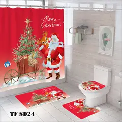 GENERICO - CORTINA DE BAÑO CON 3 ALFOMBRAS HERMOSOS DISEÑOS