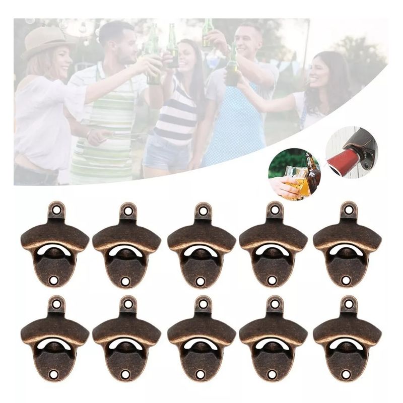 GENERICO - Pack 10u Destapador Botellas Cerveza Rustico Pared Metálico