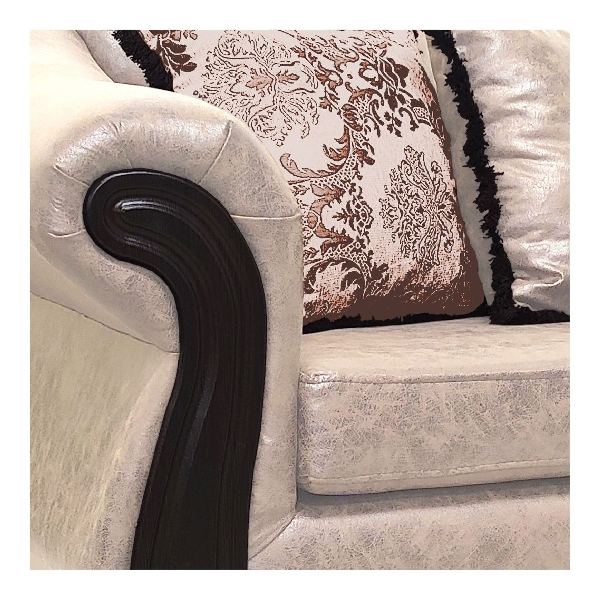 AMERICA DECORA - Living Con Resorte Estructural Búfalo 5 Cuerpos 3+1+1 Envejecido