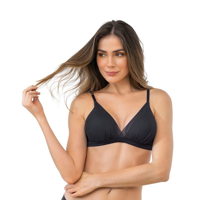 LEONISA - Sostén ultraliviano sin arco con copas en espuma y tul Sexy Fresh Bra 091028 Negro