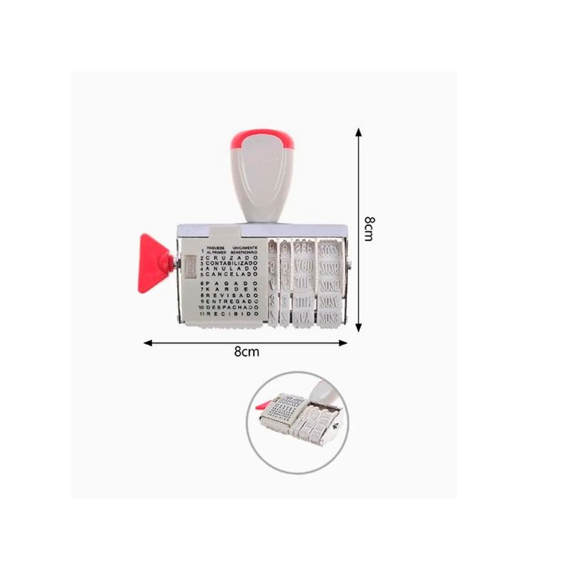 GENERICO - Sellos de Fecha Texto 8c8cm Blanco Con Rosa