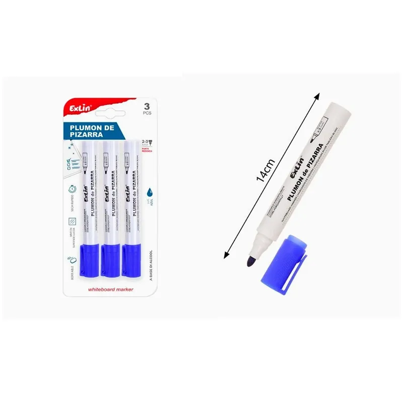 GENERICO - Marcadores Tinta Azul 3pcs