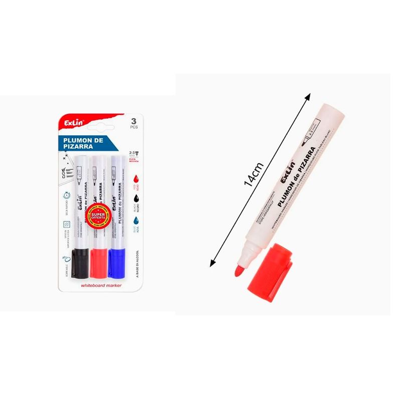 GENERICO - Marcadores Color Azul Negro y Rojo 3pcs