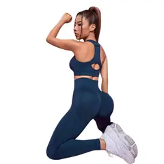 SUKHA - Conjunto Push Up Sin Mangas Tiro Alto Celular Azul Oscuro