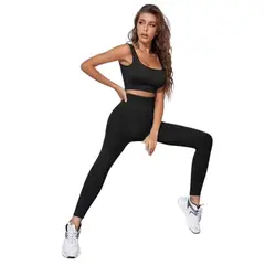 SUKHA - Conjunto Push Up Sin Manga Tiro Alto Negro