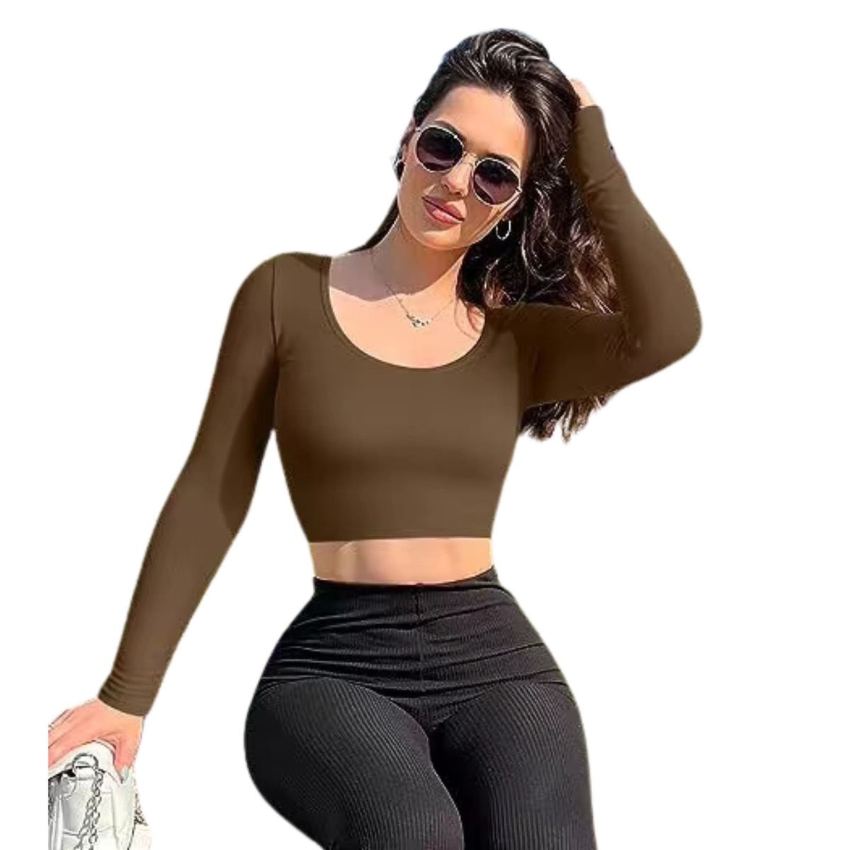 SUKHA - Polera Manga Larga Cuello Redondo Sukha Cafe