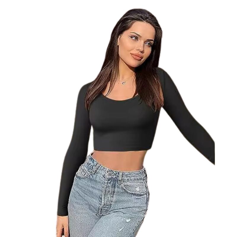 SUKHA - Polera Manga Larga Cuello Redondo Sukha Negro