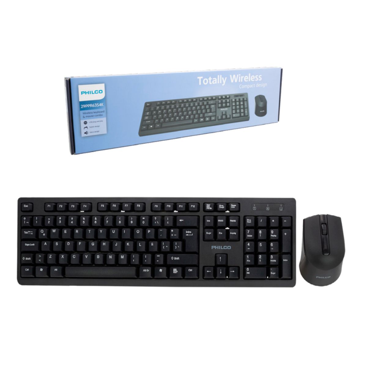 PHILCO - Kit Teclado + Mouse Inalámbrico Philco SPT6354 1600 DPI PHILCO