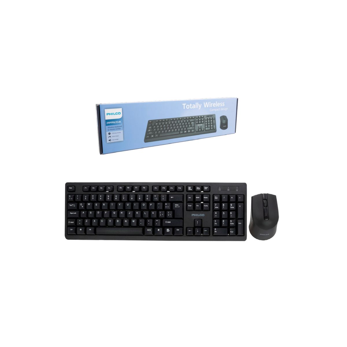 PHILCO - Kit Teclado + Mouse Inalámbrico Philco SPT6354 1600 DPI PHILCO