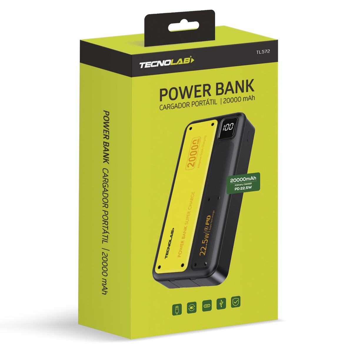 TECNOLAB - Batería Externa Power Bank 20.000 Mah 22.5w TL527 Tecnolab