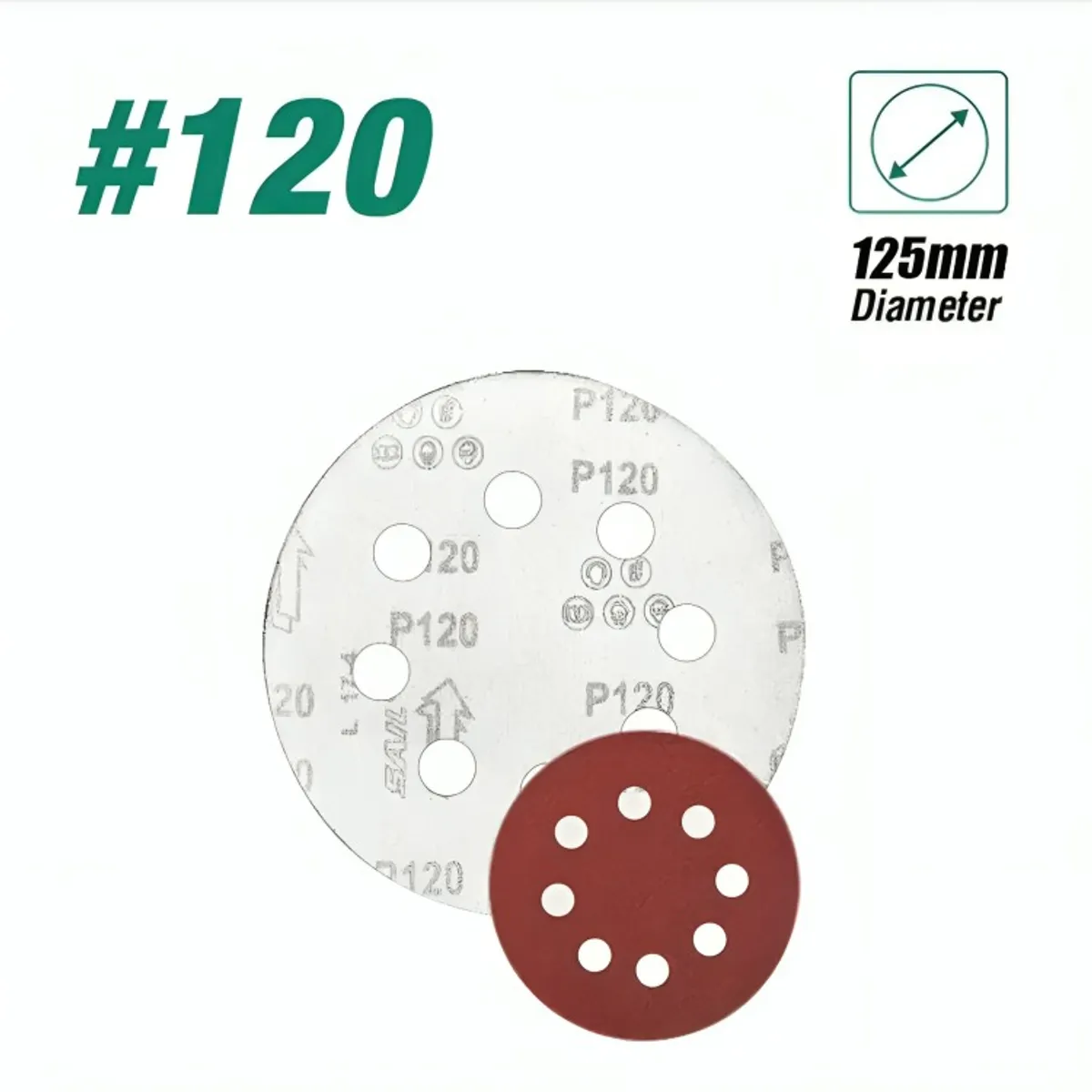 OEM - Set 100 Lijas #120 Velcro Con 8 Orificios 125mm 5 Pulgadas