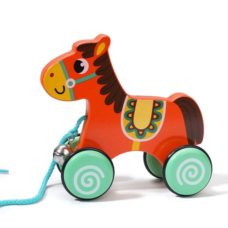 WOODTOYS - Juguete Animalitos De Arrastre Madera Juego Niños CABALLITO