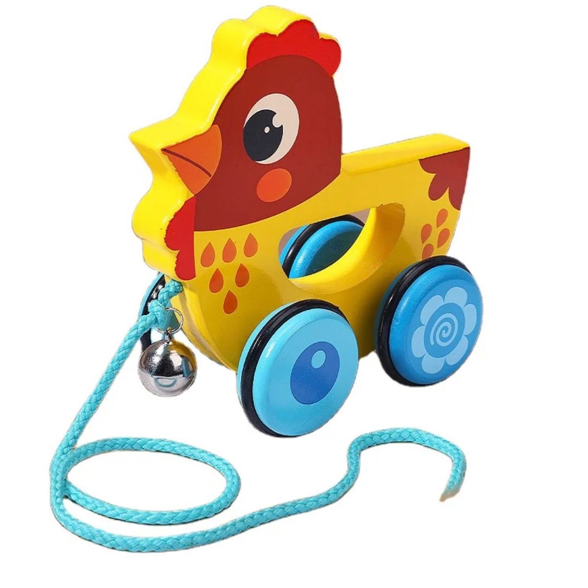 WOODTOYS - Juguete Animalitos De Arrastre Madera Juego Niños GALLINA